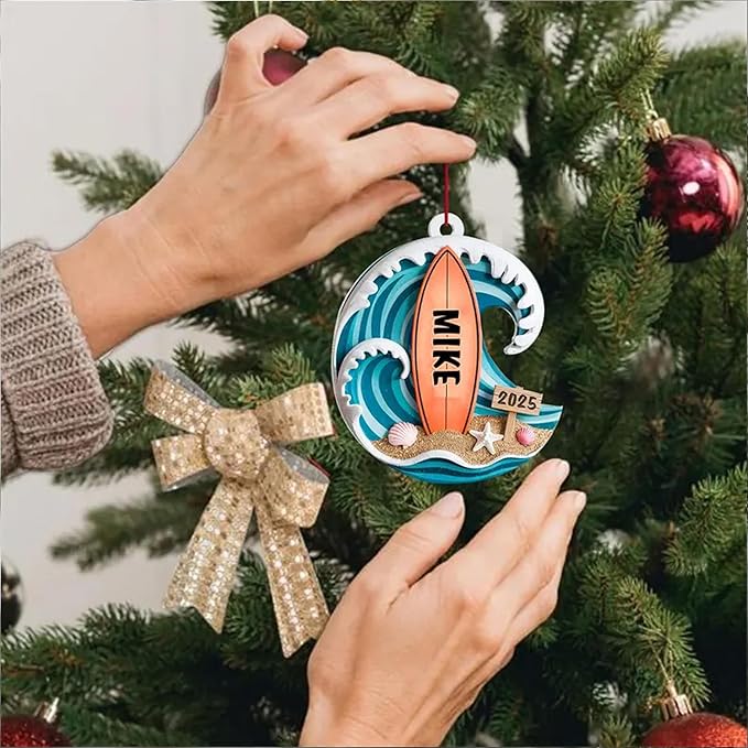 Custom Surfboard Christmas Ornament - Surfing Tree Decoration Gift for Surfers LL15
