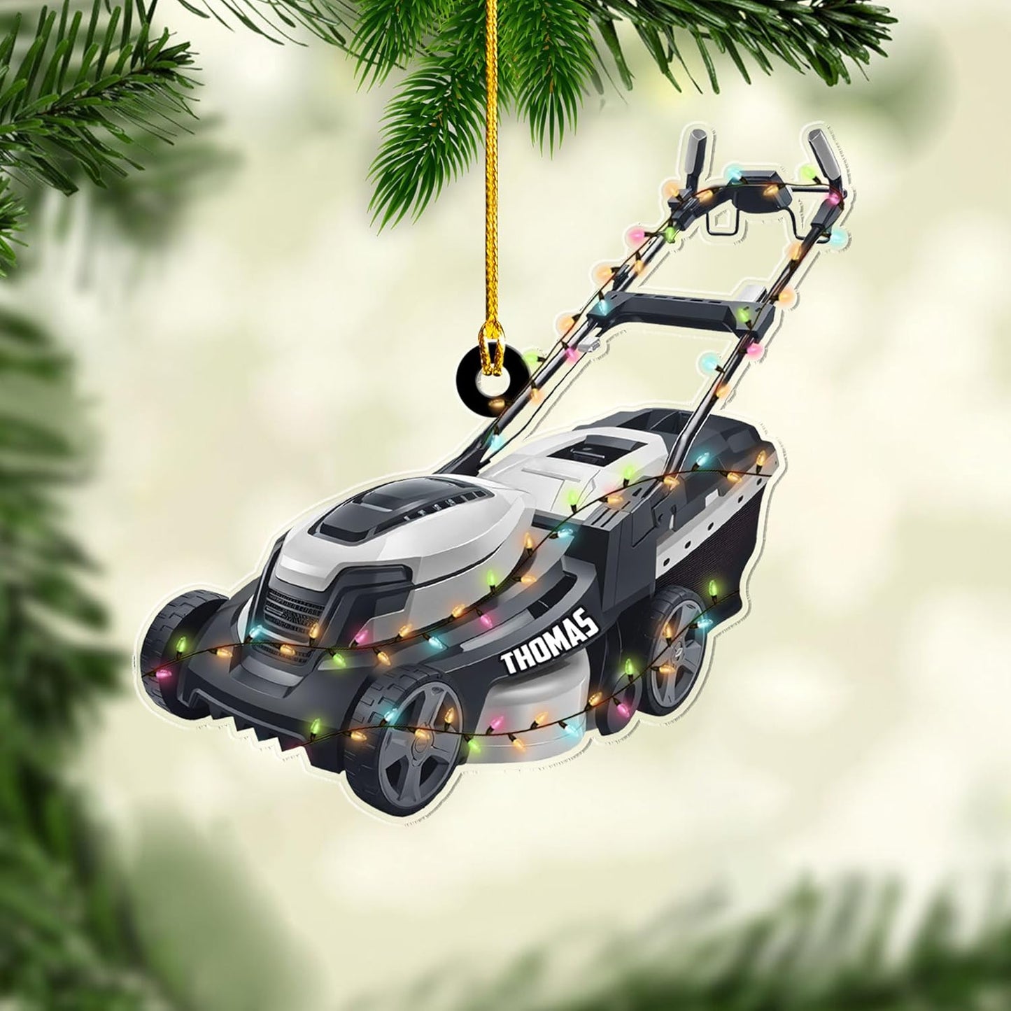 Personalized Lawn Mower Christmas Ornament | Custom Name Gardening Holiday Keepsake Gift for Gardeners & Lawn Care Workers TG61