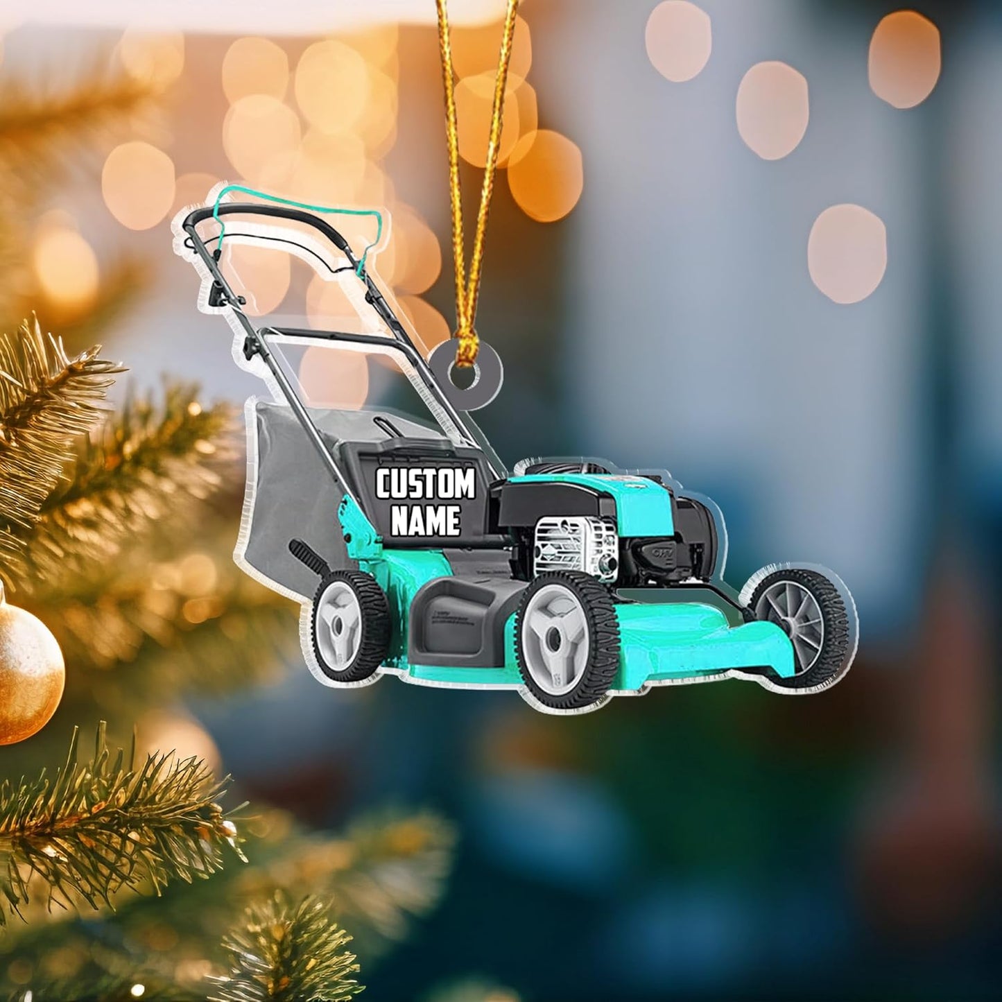 Custom Name Lawn Mower Christmas Ornament | Personalized Gardening Holiday Keepsake Gift for Gardeners & Lawn Care Workers TG69