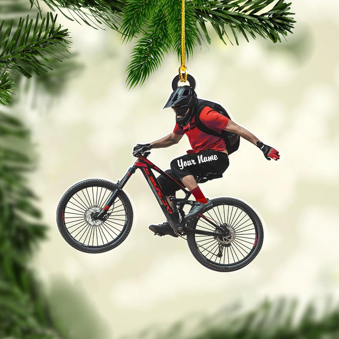 Custom Name Mountain Biking Ornament – Personalized Acrylic Cycling Christmas Gift, Sport Holiday Keepsake TB25