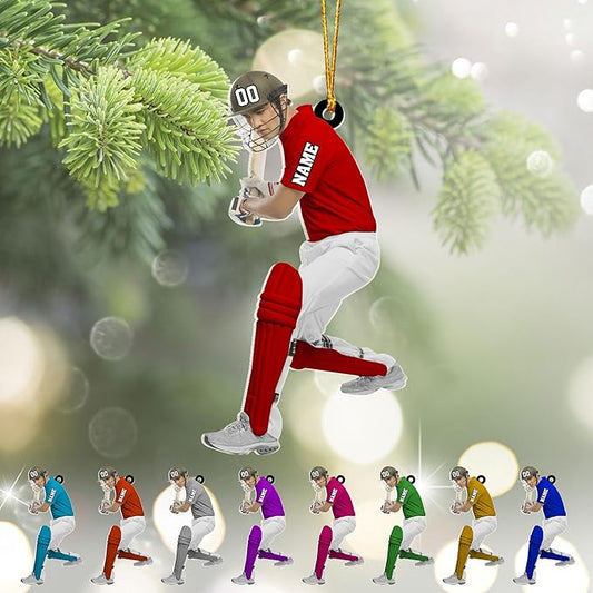 Personalized Cricket Christmas Ornament 2025, Custom Cricket Bat Ornament N24