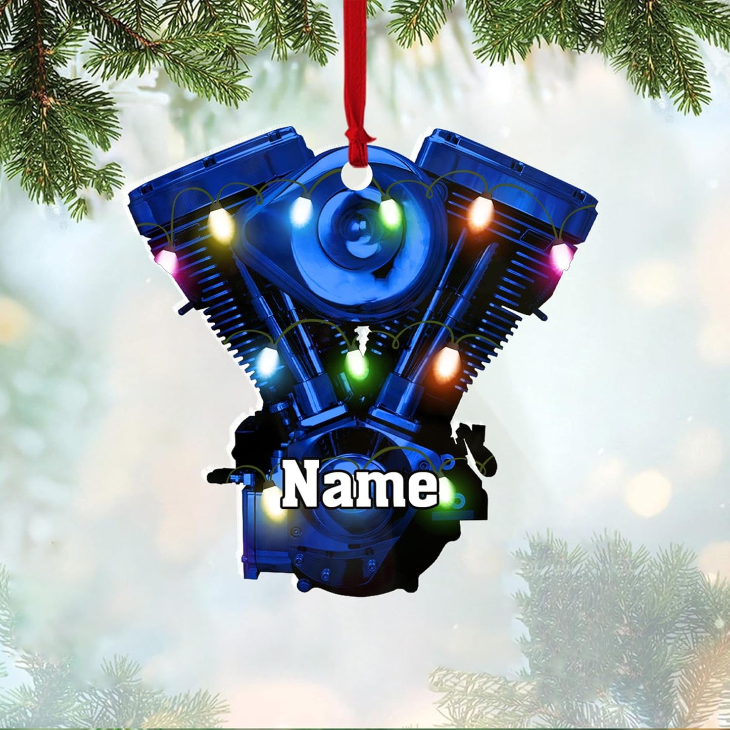 Custom Drag Racing Ornament – Personalized Hot Rod Engine Acrylic Christmas Decoration, Mechanic Gift for Car Lovers TDR6