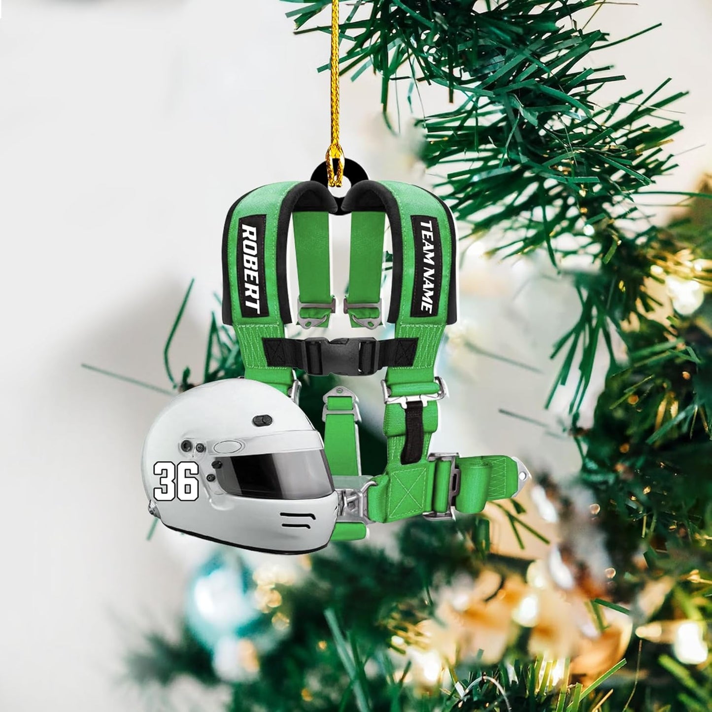 Personalized Race Car Christmas Ornament – Custom Acrylic Car Lover Gift, Racing Tree Decoration TR35