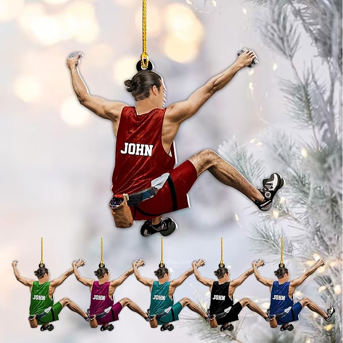 Custom Climbing Ornament - Custom Rock Climber Christmas Gift for Mountaineers LL13
