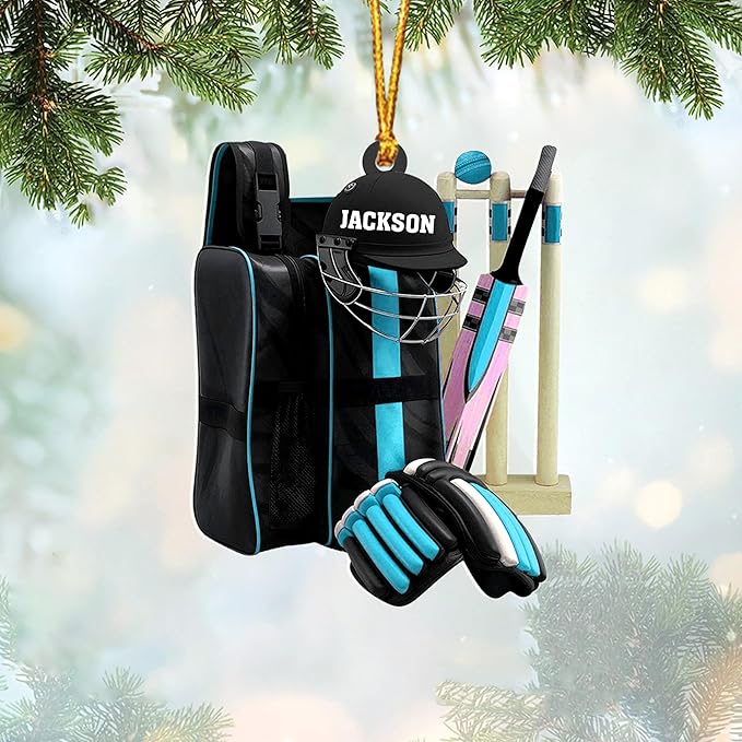Personalized Cricket Christmas Ornament 2025, Custom Cricket Bat Ornament N20