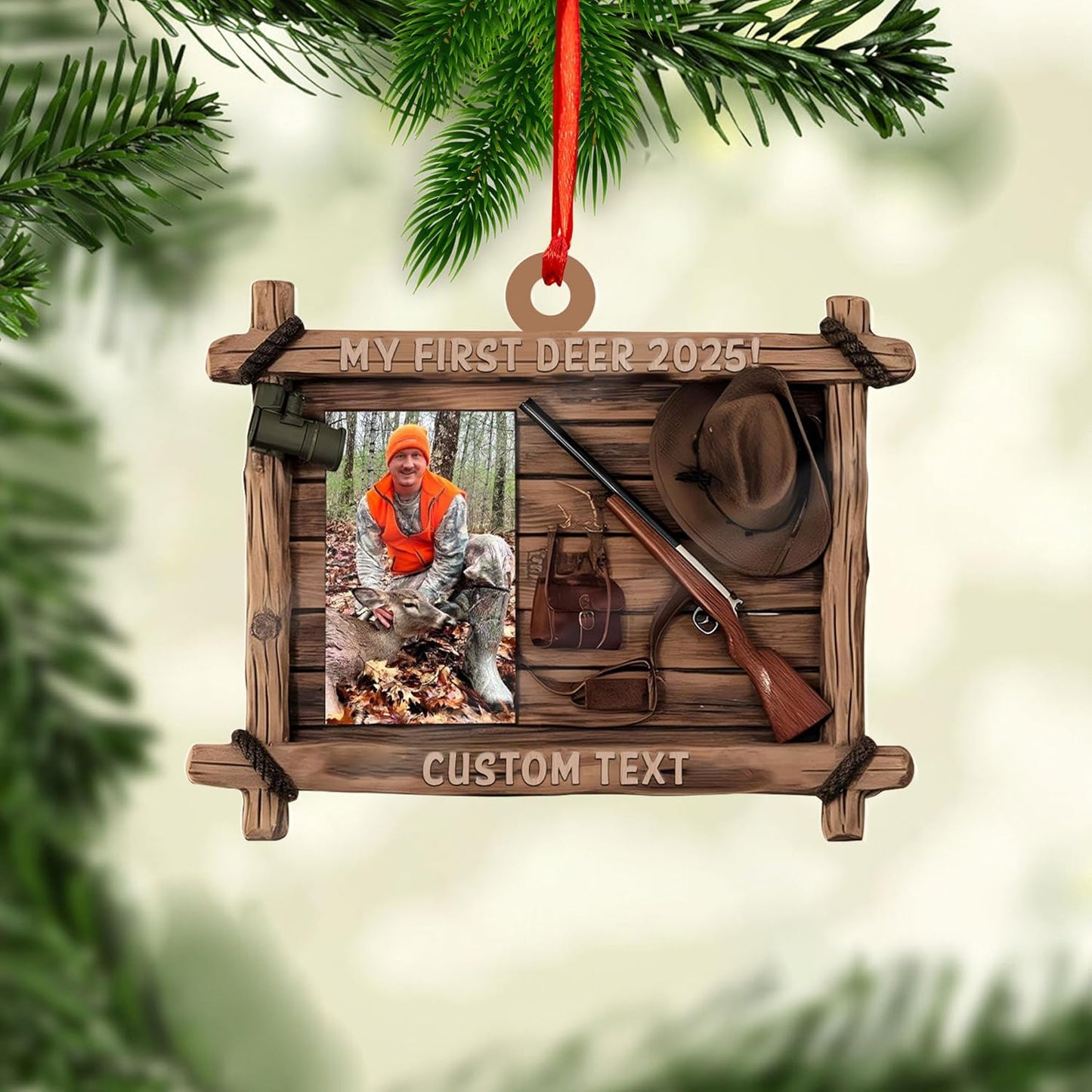 Personalized Hunting Ornament, Hunter Christmas Acrylic Ornament 2025 T06