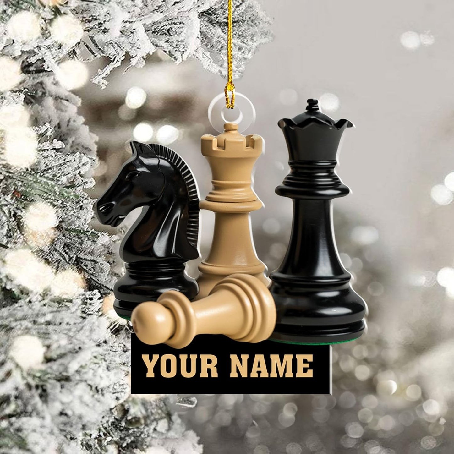 Personalized Name Chess Ornament Gift for Men Women Chess Team Player N25