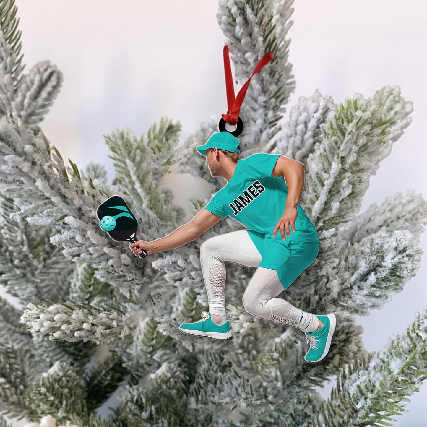 Custom Face & Name Pickleball Player Ornament – Pickleball Christmas Ornament Style 3