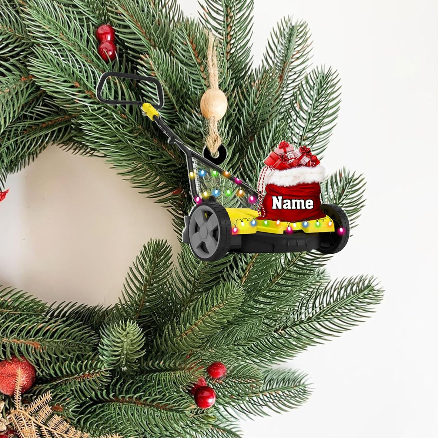 Personalized Lawn Mower Christmas Ornament | Custom Lawn Care Holiday Tree Decoration for Gardeners & Landscapers TG98