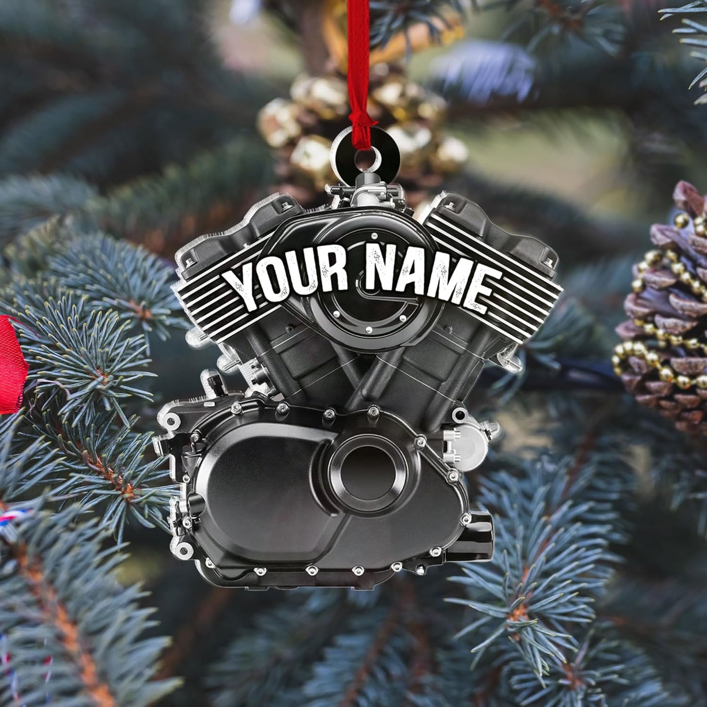 Custom Drag Racer Ornament – Personalized Acrylic Engine Design, Power Tool Themed Christmas Gift TDR8