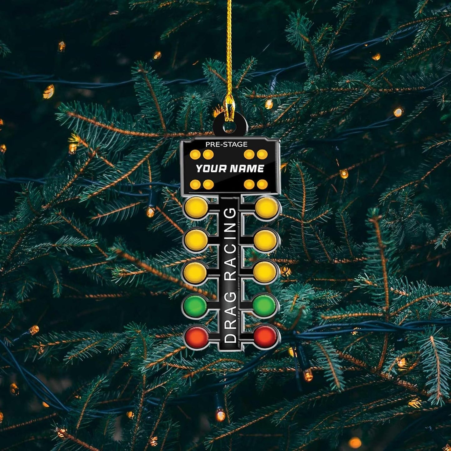 Personalized Racing Car Ornament – Custom Acrylic Drag Racing Christmas Decoration, Gift for Car Lovers and Drivers TR32