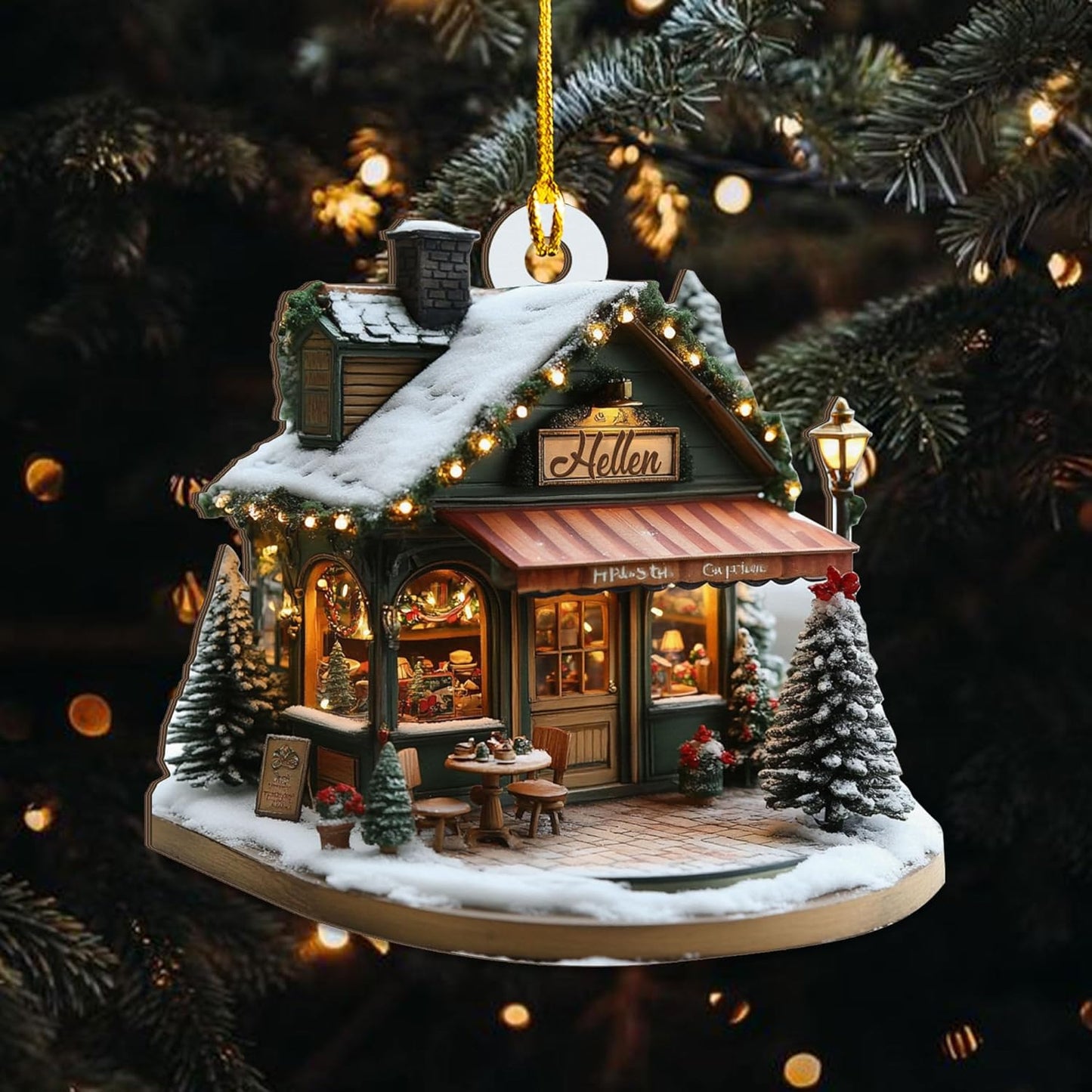 Personalized Coffee House Ornament – Unique Holiday Keepsake for Coffee Lover TC18