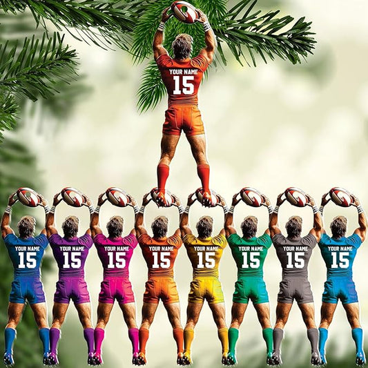 Personalized Rugby Player Christmas Gift for Sports Lovers - Rugby Ornament LL26