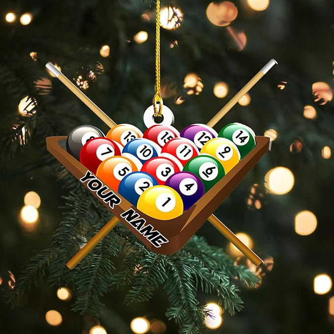 Personalized Billiards Ornament 2025, Billiards Christmas Ornaments N16