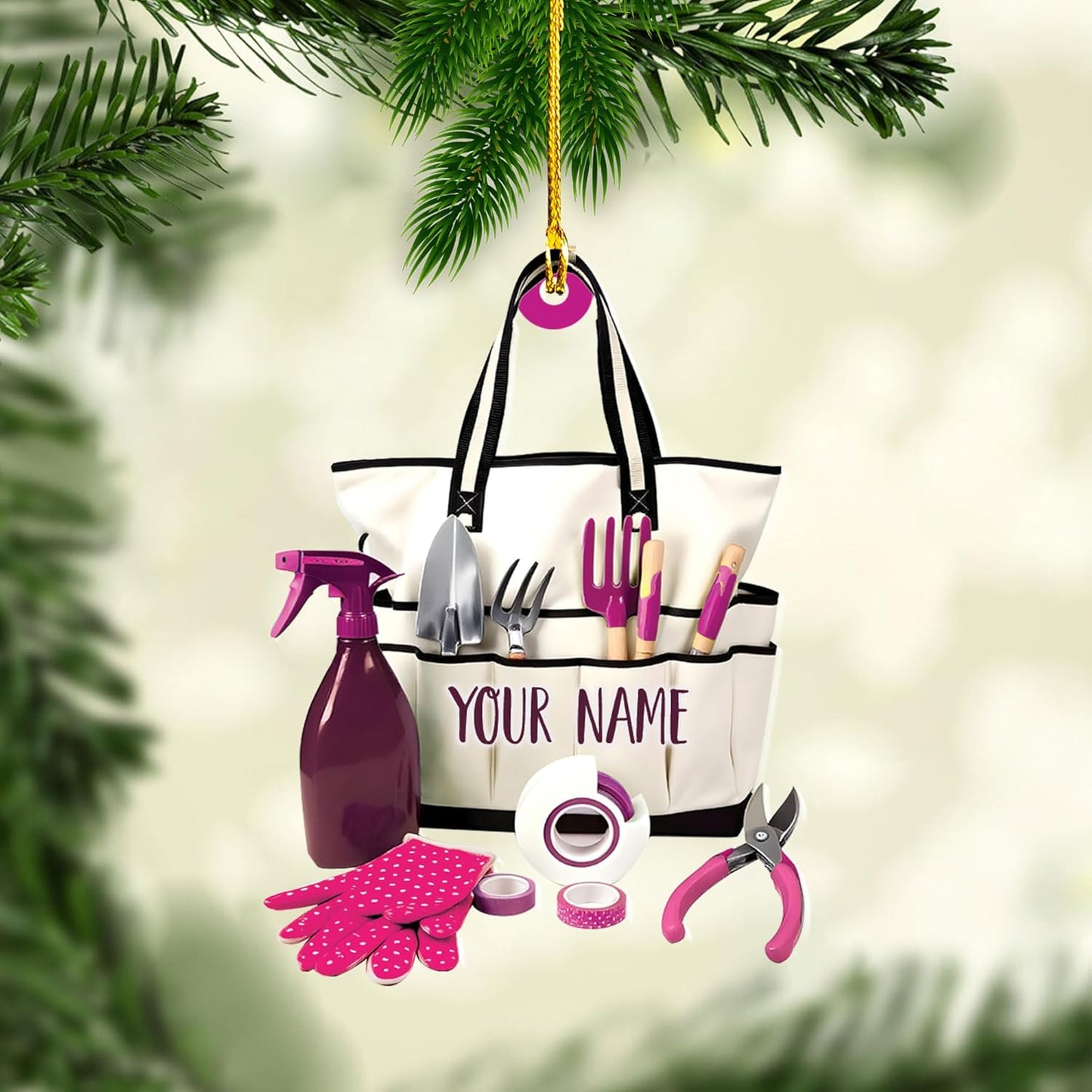 Custom Name Garden Equipment Ornament | Gardener Christmas Tree Decor Gift for Plant & Nature Lovers TG86