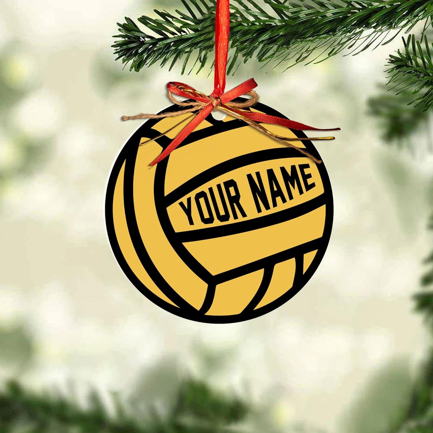 Custom Name Water Polo Ball Christmas Ornament – Personalized Water Polo Ball Ornament, Sport Holiday Tree Decoration, Gift for Water Polo Players TW2