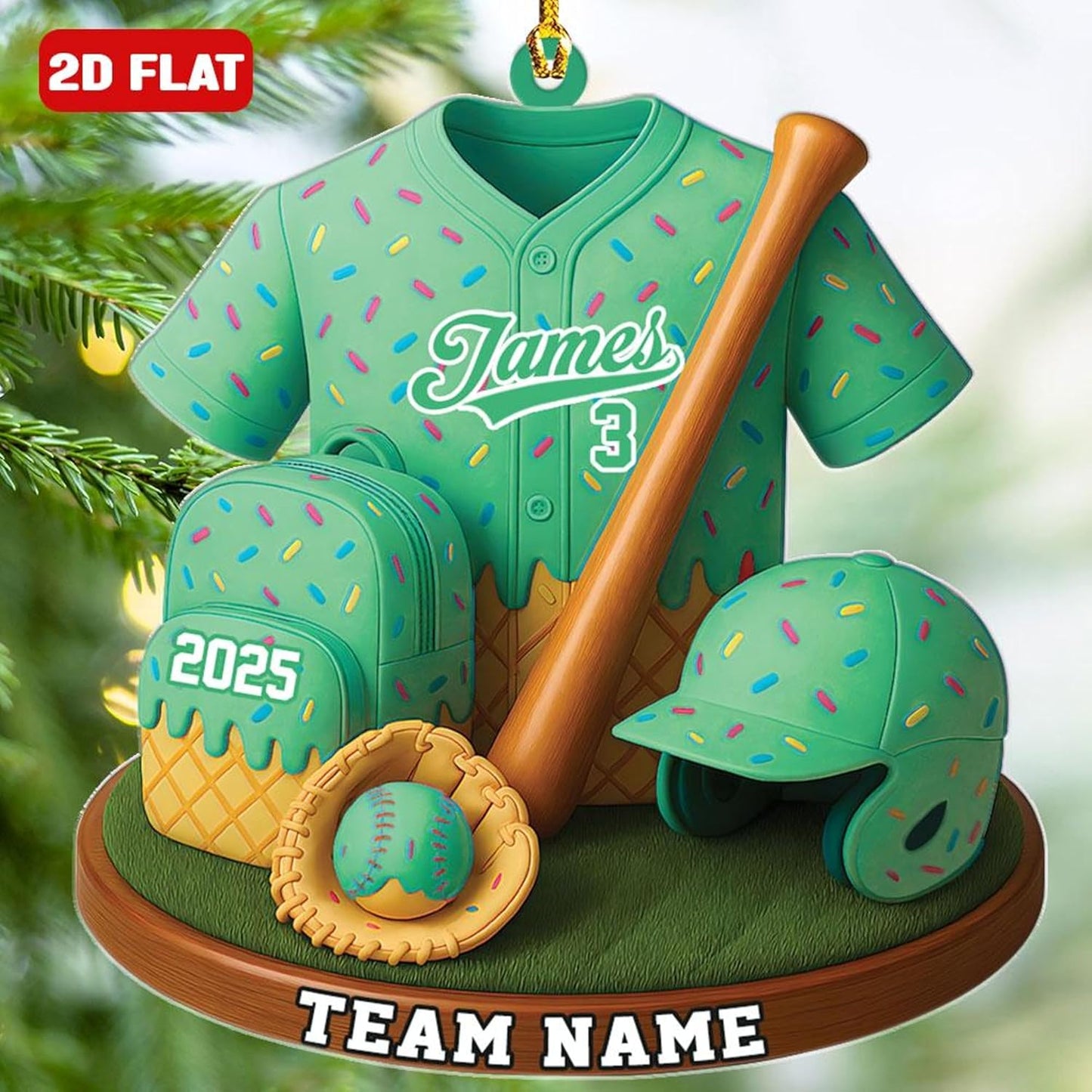 Personalized Baseball Christmas Ornament – Custom Name Acrylic Ornament, Sports Holiday Decoration, Baseball Player Gift TH26
