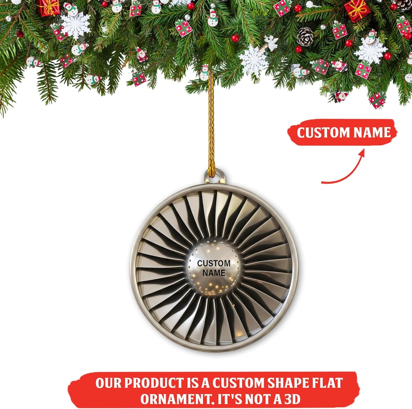 Custom Name Pilot Jet Engine Christmas Ornament