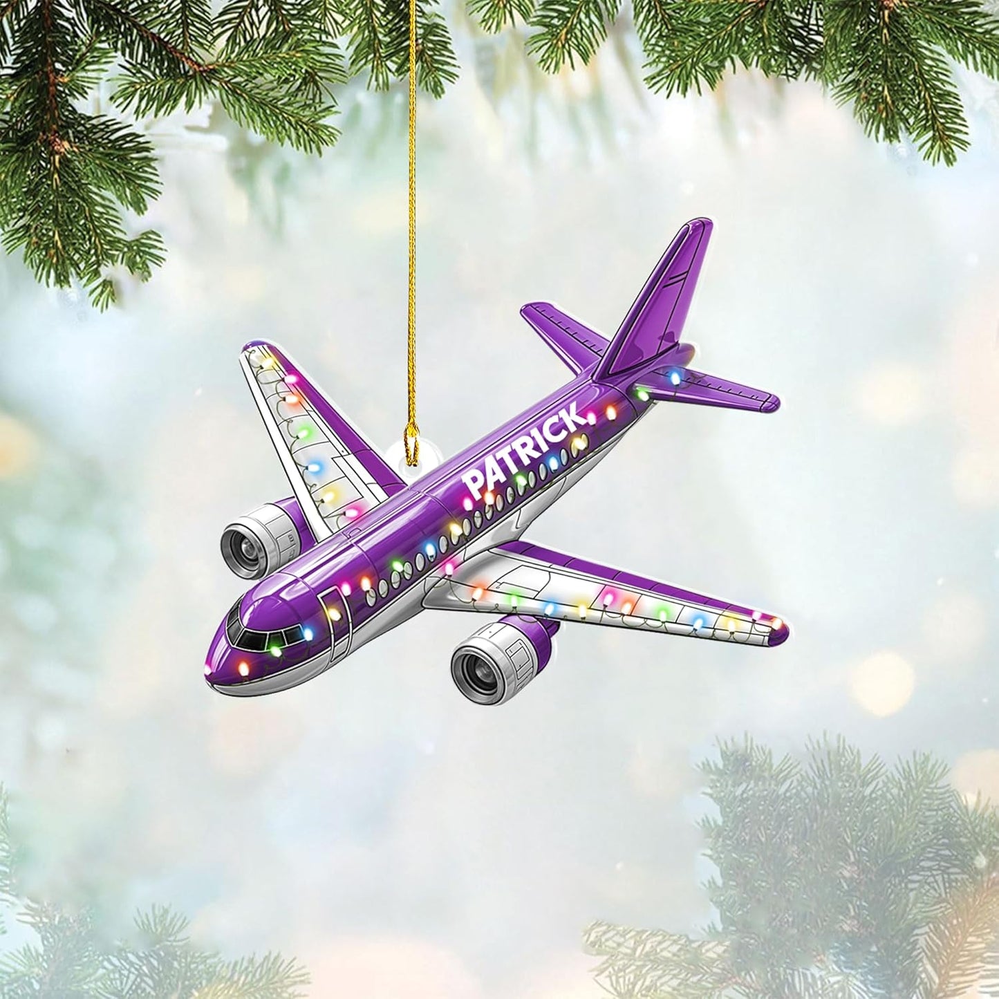 Personalized Airplane Pilot Christmas Ornament Style 4