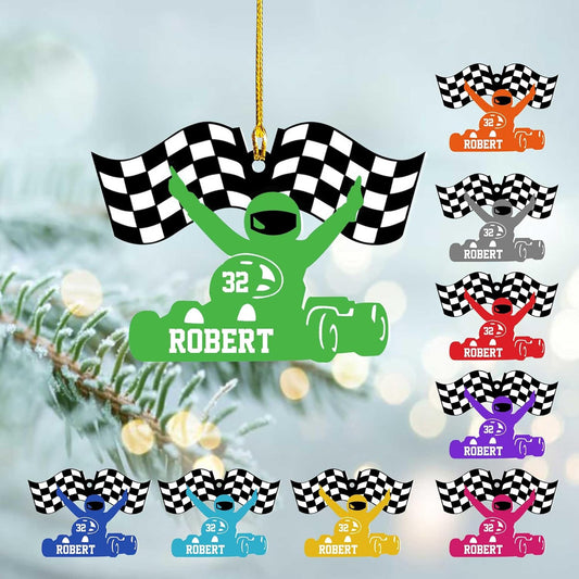 Personalized Race Car Christmas Ornament – Custom Acrylic Car Lover Gift, Racing Tree Decoration TR33