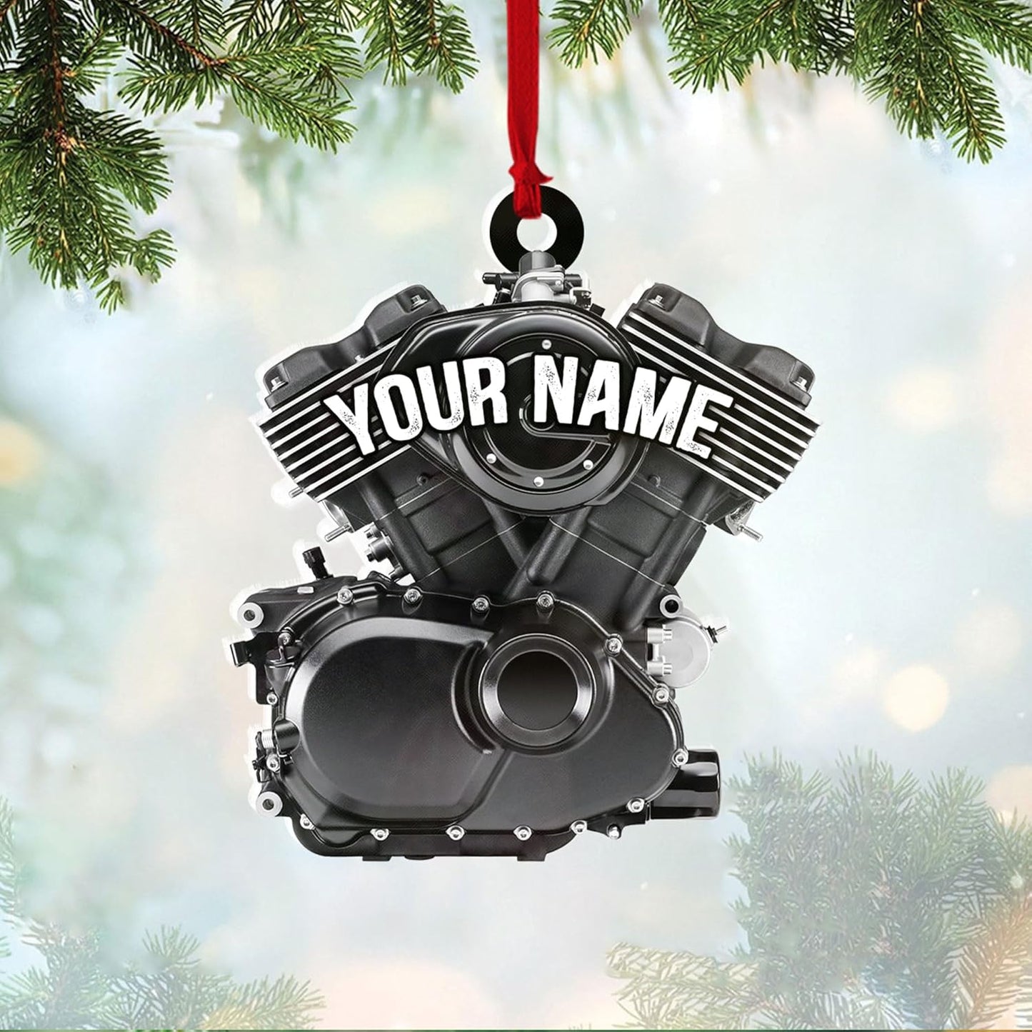Custom Drag Racer Ornament – Personalized Acrylic Engine Design, Power Tool Themed Christmas Gift TDR8