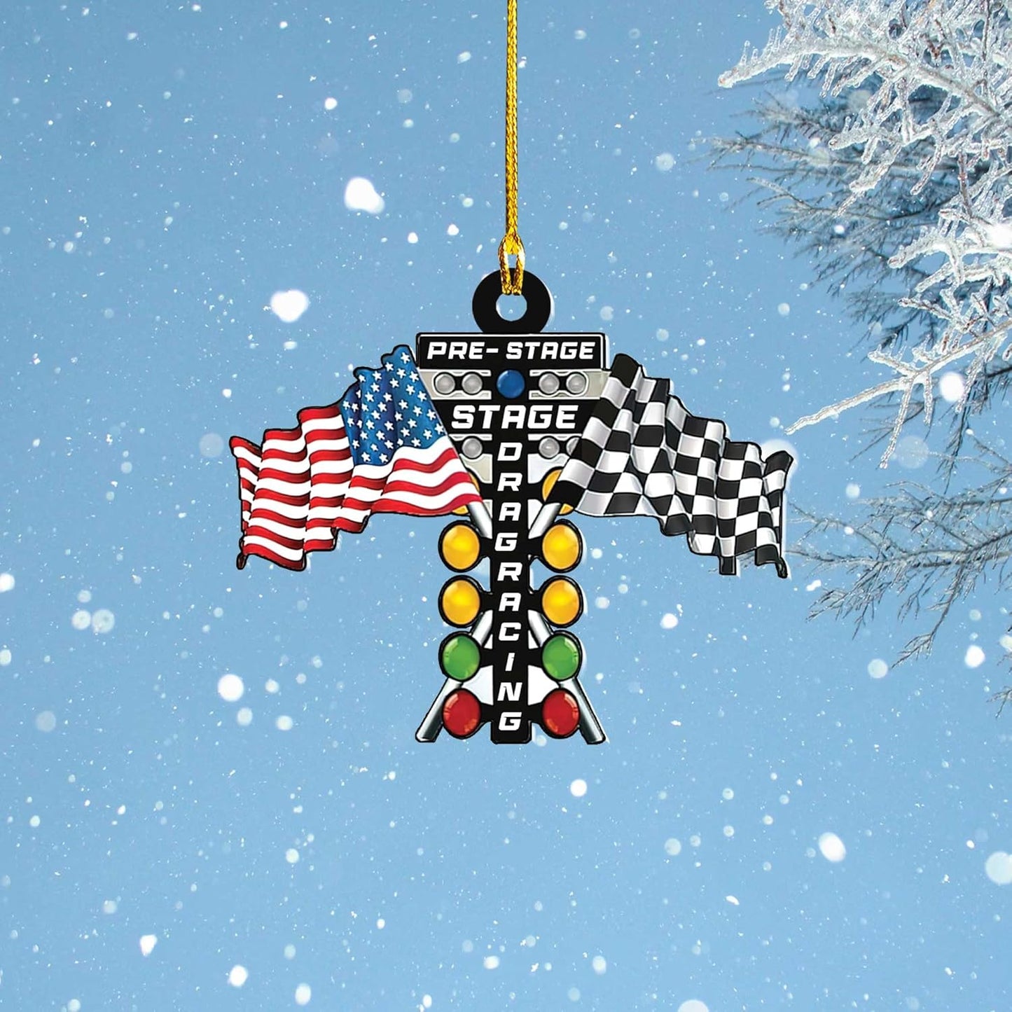 Personalized Racing Car Ornament – Custom Acrylic Drag Racing Christmas Decoration, Gift for Car Lovers and Drivers TR29