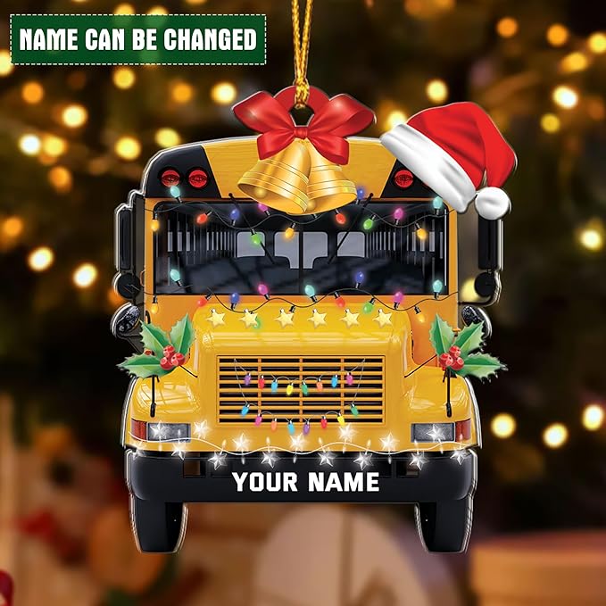 Personalized School Bus Ornament - Bus Driver Christmas Gift L9