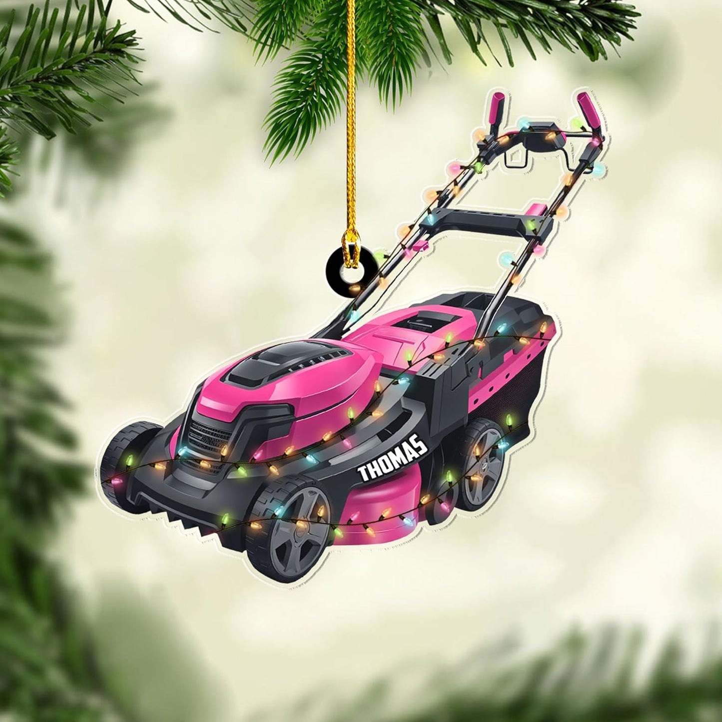 Personalized Lawn Mower Christmas Ornament | Custom Name Gardening Holiday Keepsake Gift for Gardeners & Lawn Care Workers TG61