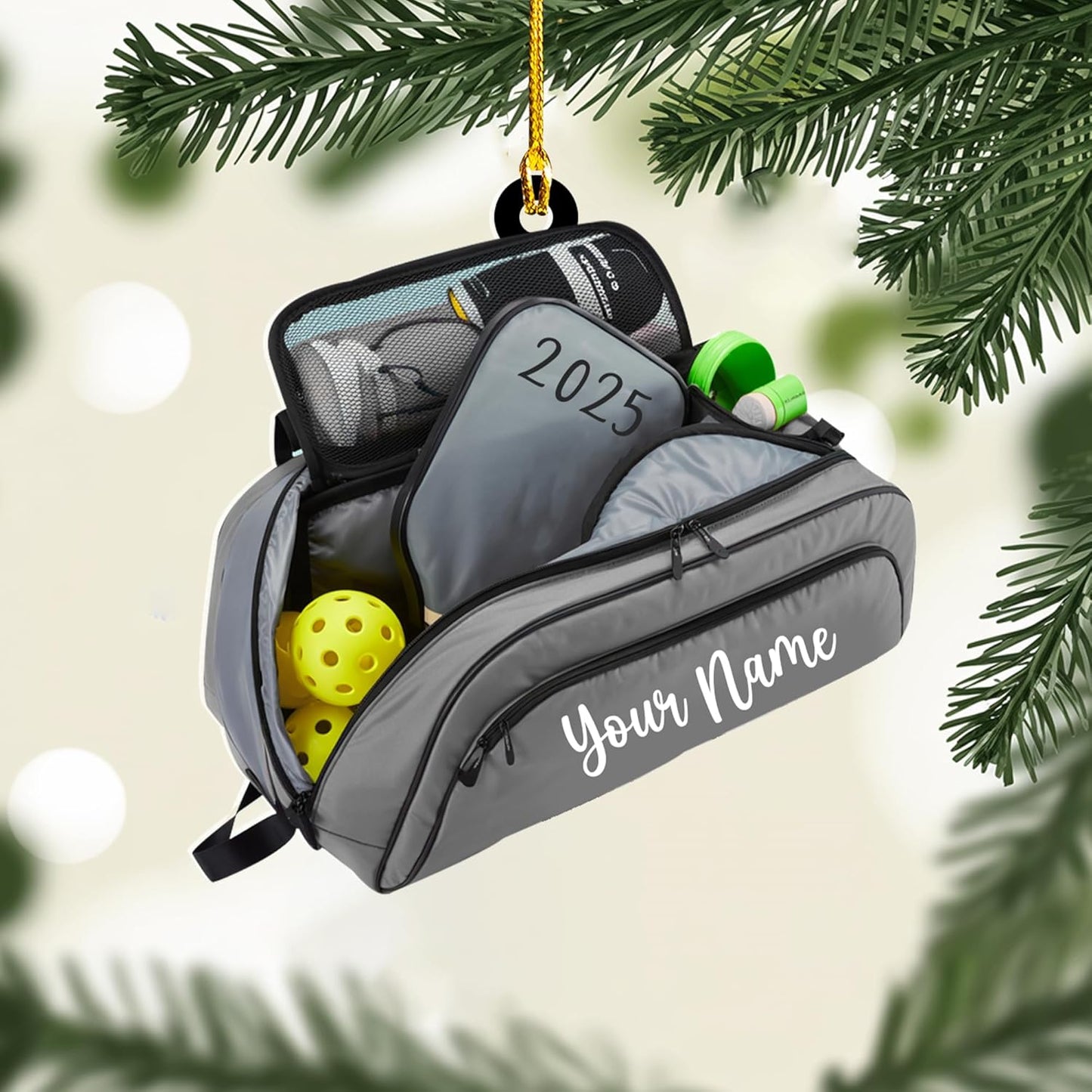 Custom Name and Year Pickleball Bag Ornament – Pickleball Christmas Ornament 5
