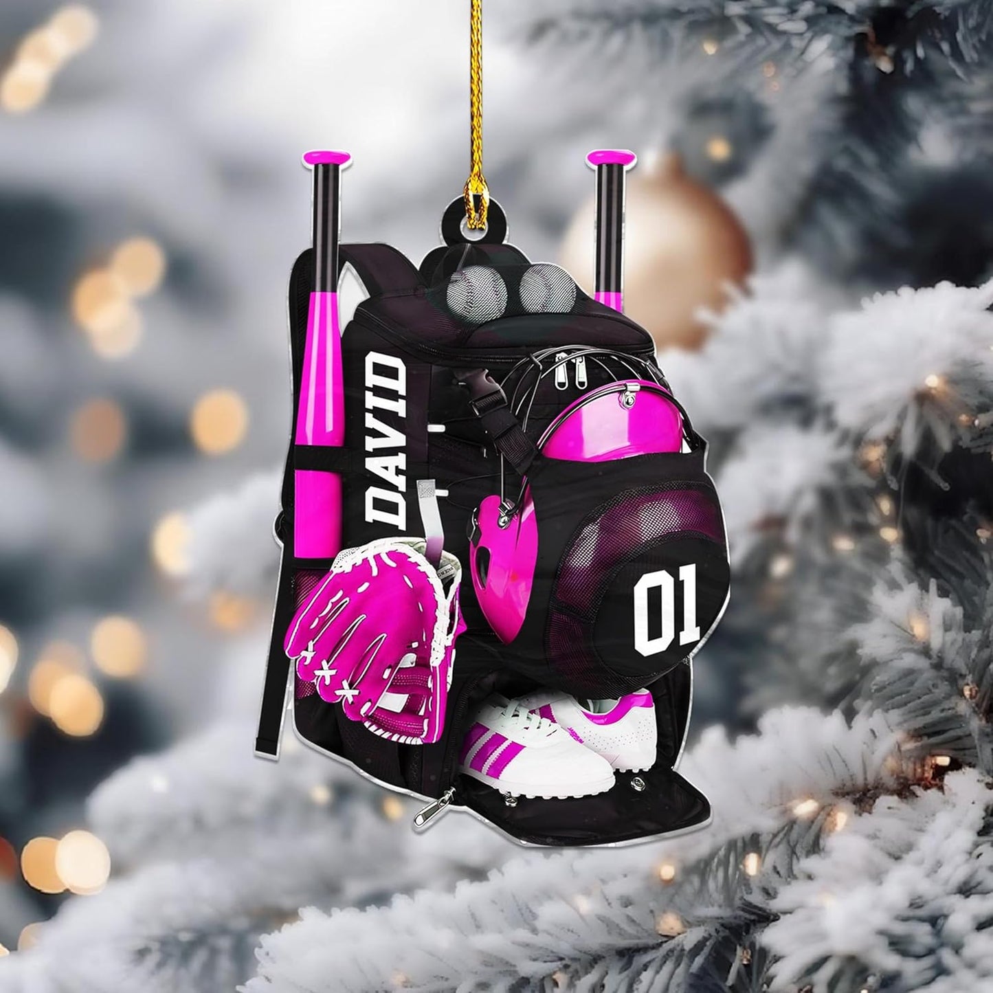 Personalized Baseball Christmas Ornament – Custom Name Acrylic Ornament, Sports Holiday Decoration, Baseball Player Gift TH28