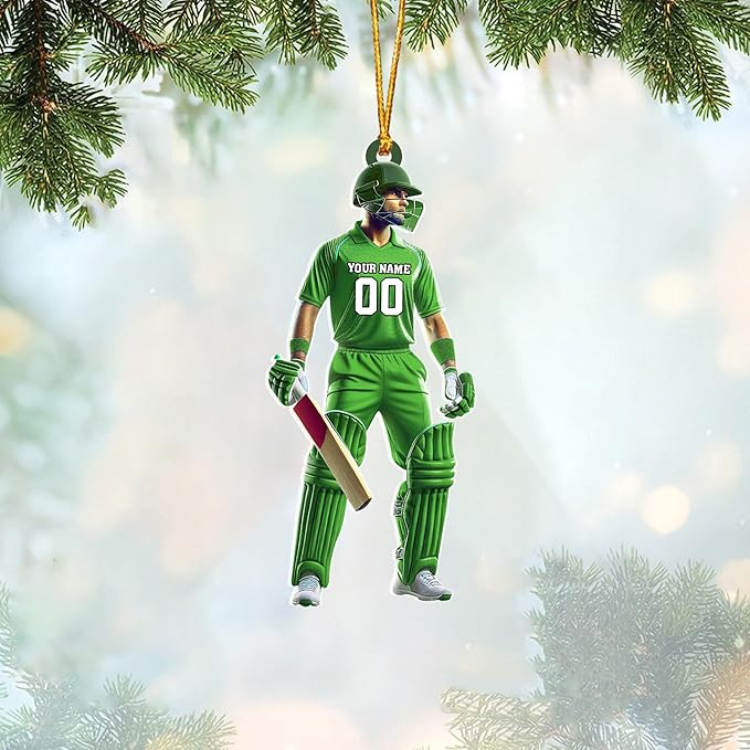 Personalized Cricket Christmas Ornament 2025, Custom Cricket Bat Ornament N22