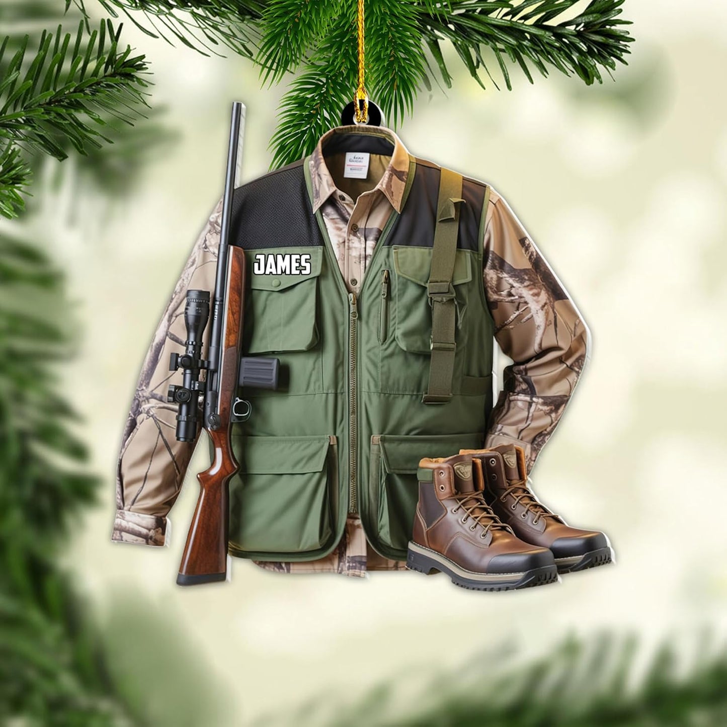 Personalized Hunting Ornament, Hunter Christmas Acrylic Ornament 2025 T04