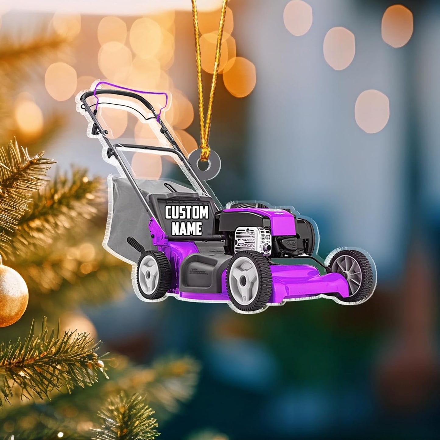 Custom Name Lawn Mower Christmas Ornament | Personalized Gardening Holiday Keepsake Gift for Gardeners & Lawn Care Workers TG69