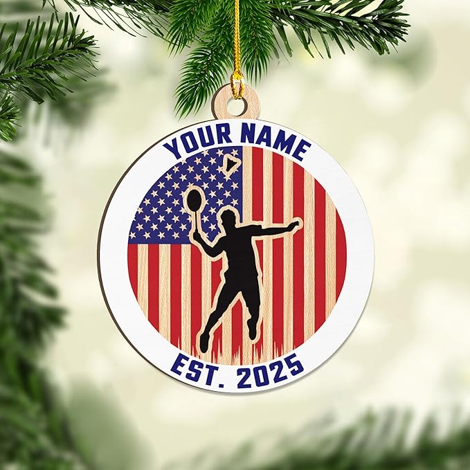 Personalized Badminton Ornament, Custom Christmas Gift for Players, Sports Lovers LL2