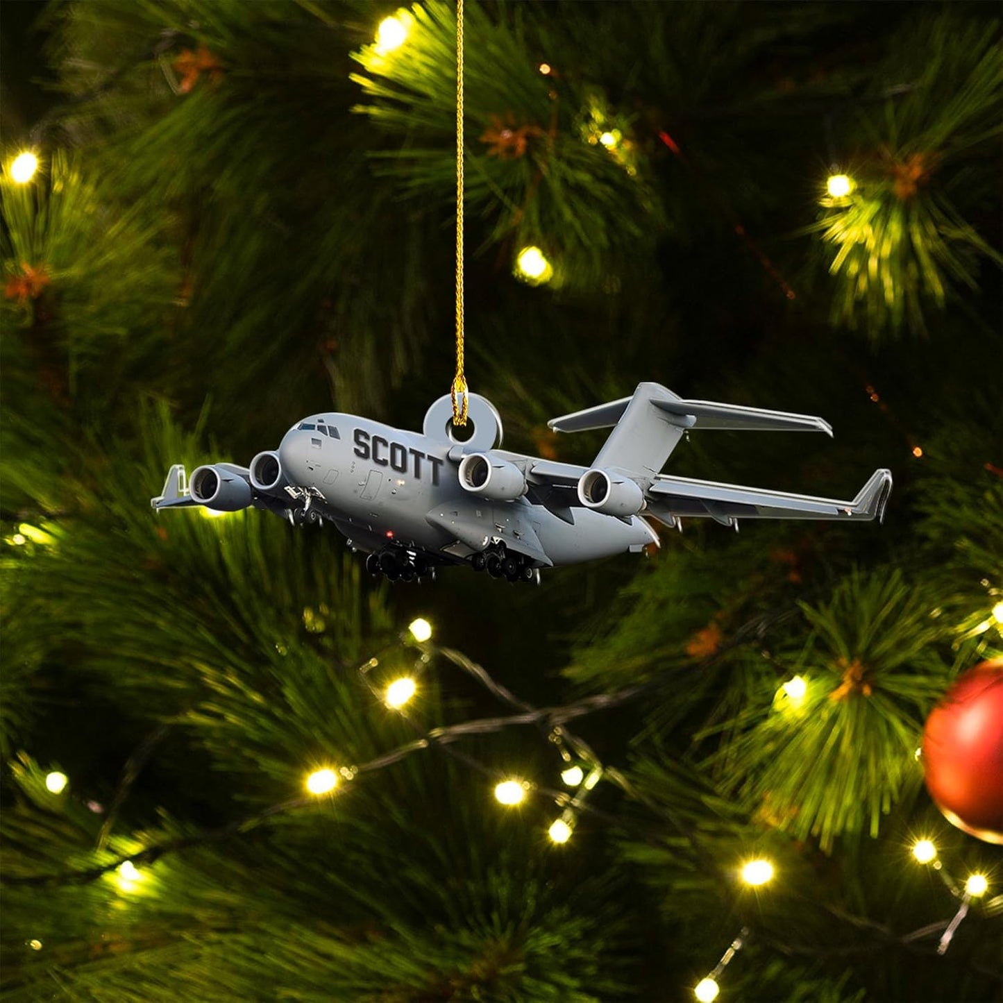 Personalized Airplane Pilot Christmas Ornament Style 3