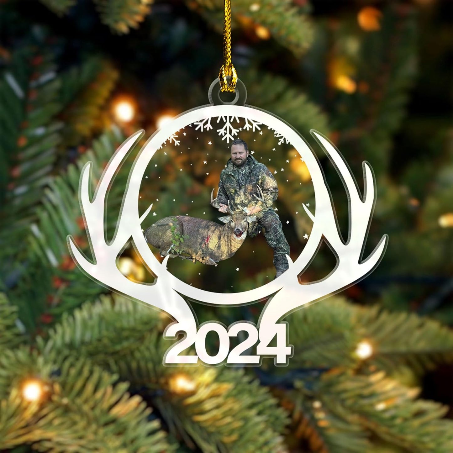 Personalized Hunting Ornament, Hunter Christmas Acrylic Ornament 2025 T17