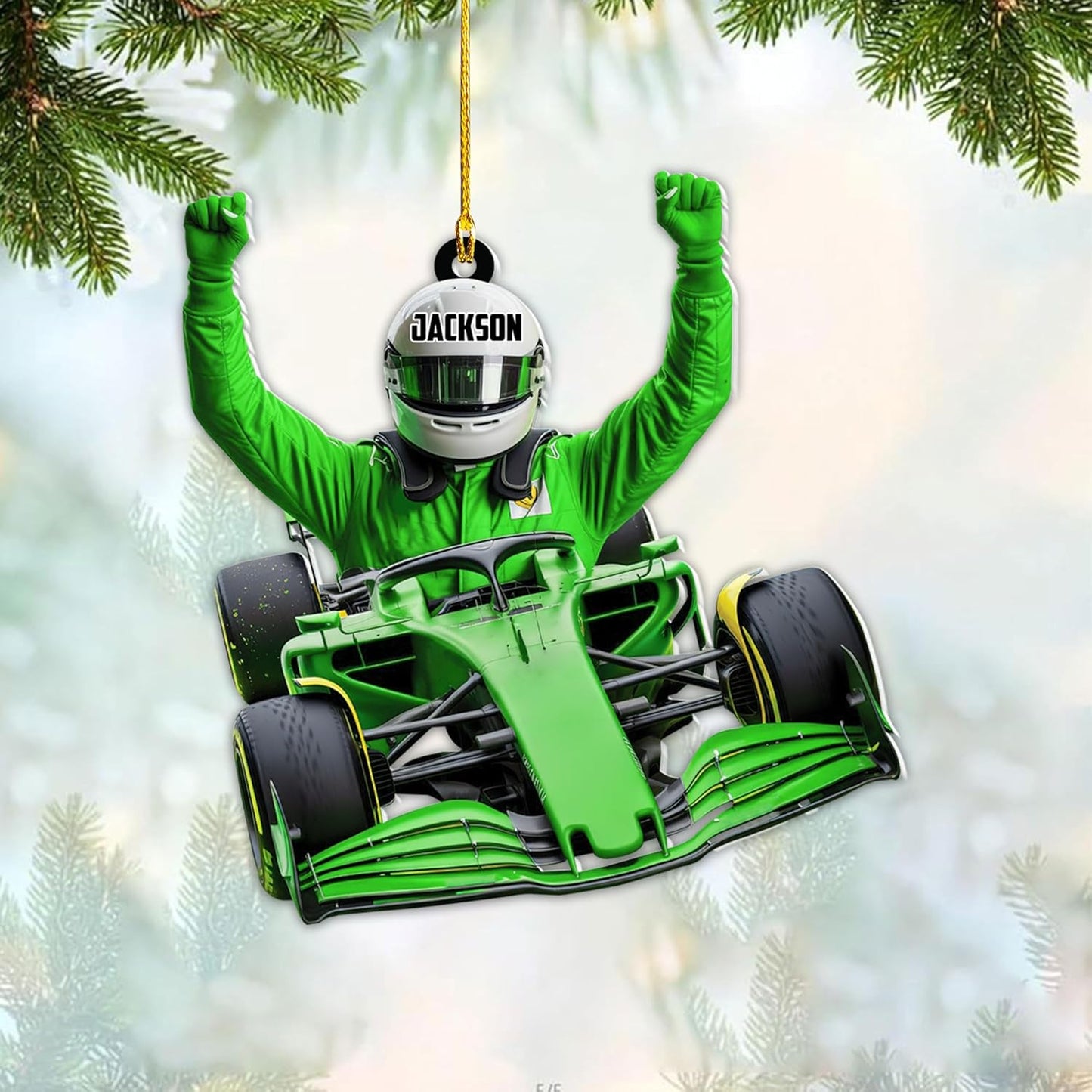 Custom Race Car Christmas Ornament – Personalized Acrylic Racing Car Decoration, Motorsport Gift for Drivers TR9