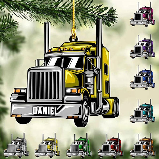 Personalized Semi Truck Christmas Decor - Truck Driver Ornament Gift L4