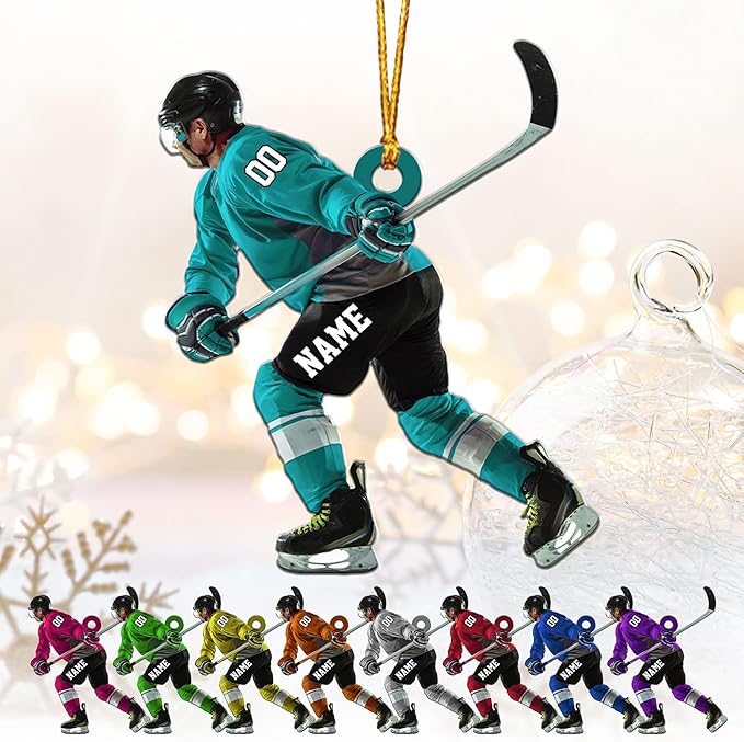 Personalized ice Hockey Ornament N36
