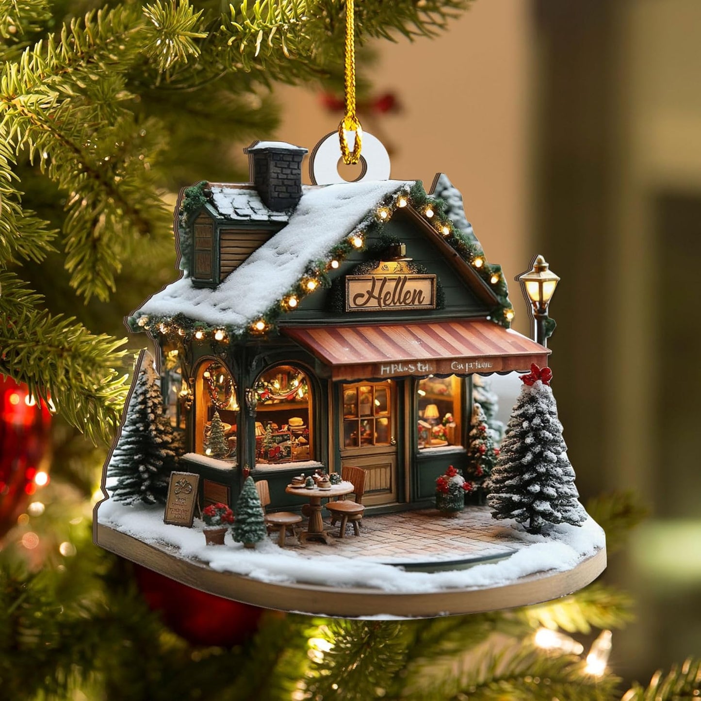 Personalized Coffee House Ornament – Unique Holiday Keepsake for Coffee Lover TC18