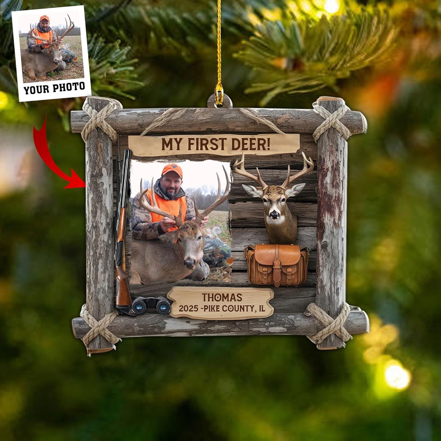 Personalized Hunting Ornament, Hunter Christmas Acrylic Ornament 2025 T13