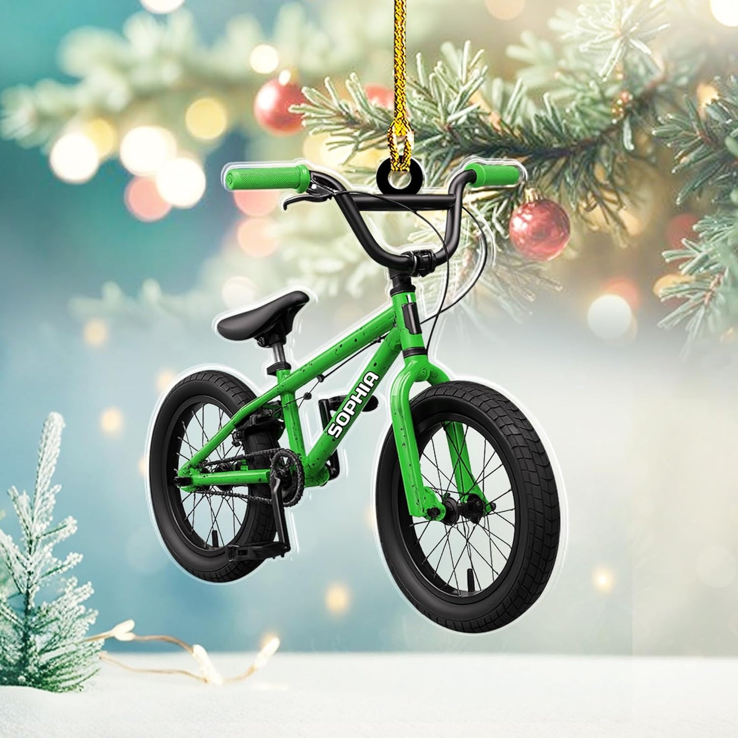 Custom Name Cycling Acrylic Ornament – Personalized Bike Gift, Christmas Tree Keepsake for Cycling Enthusiasts TC33