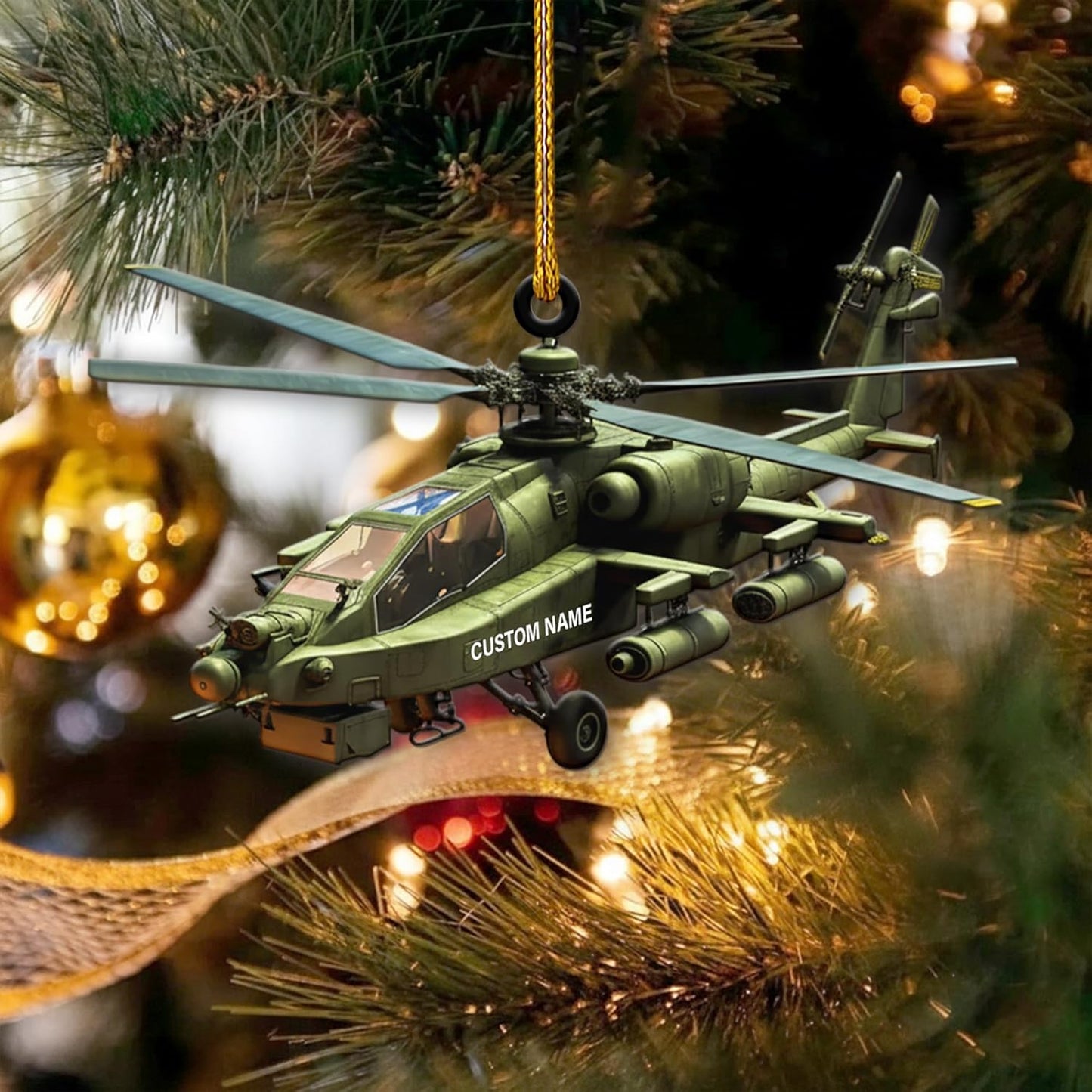 Custom Name Pilot Helicopter Christmas Ornament