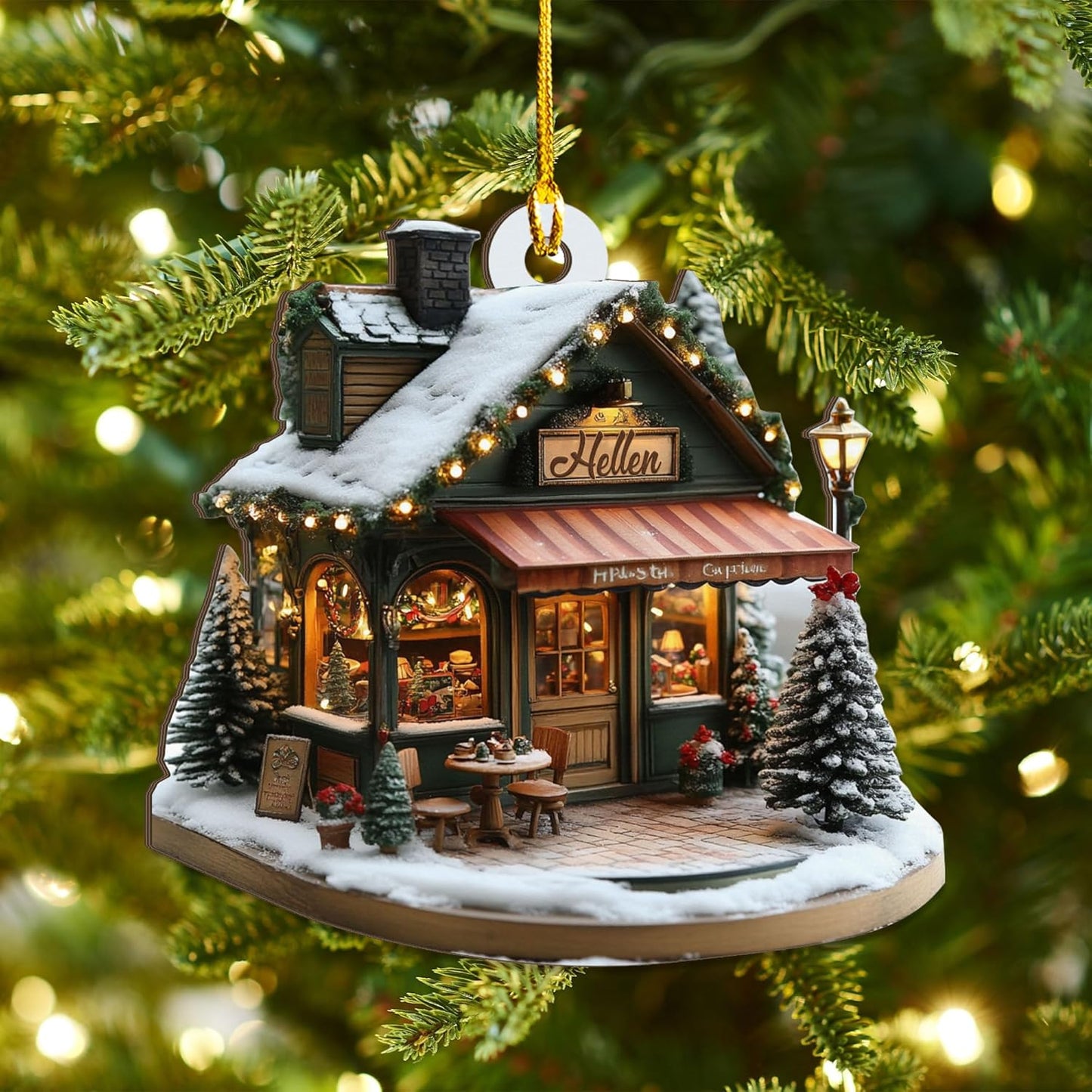Personalized Coffee House Ornament – Unique Holiday Keepsake for Coffee Lover TC18