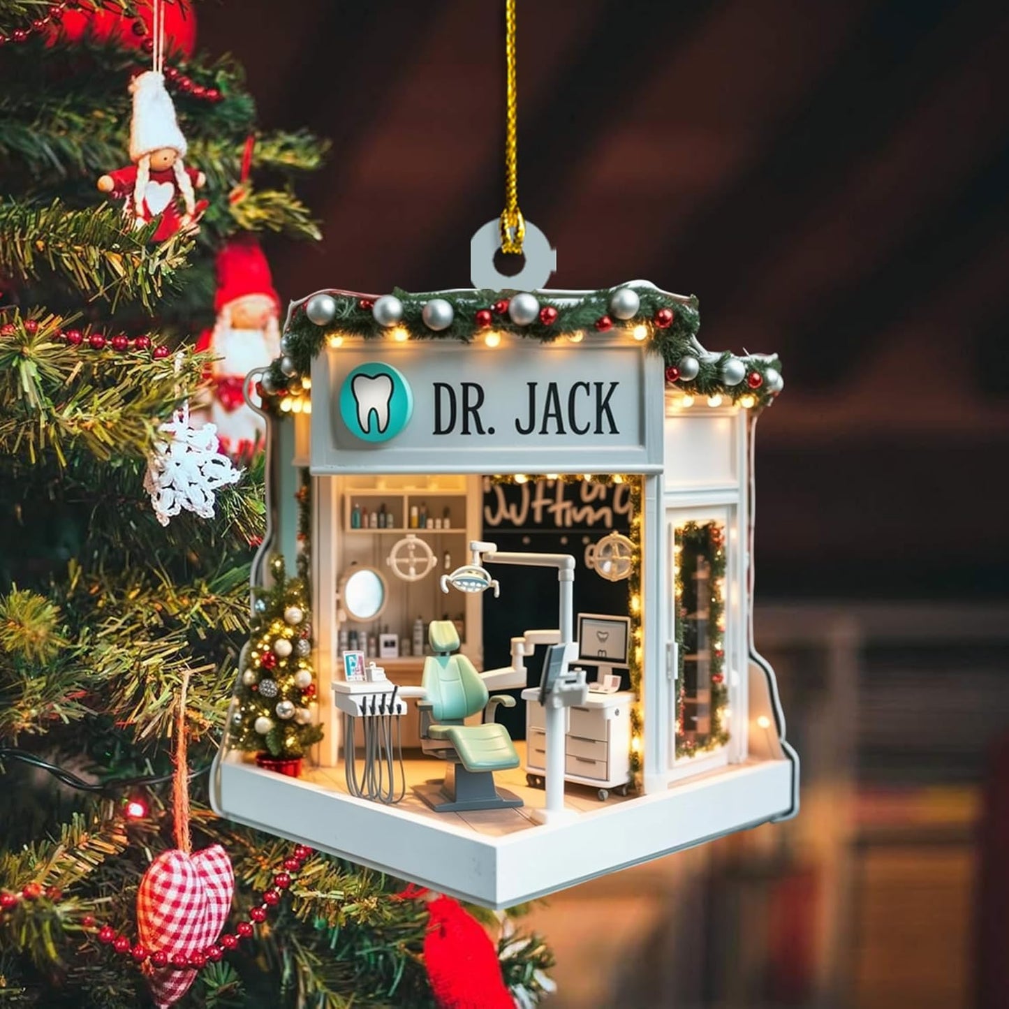 Custom Dentist Office Christmas Ornament