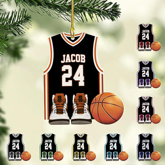 Personalized Basketball Christmas Ornament – Custom Name Acrylic Ornament, Sports Holiday Decoration, Basketball Player Gift N03
