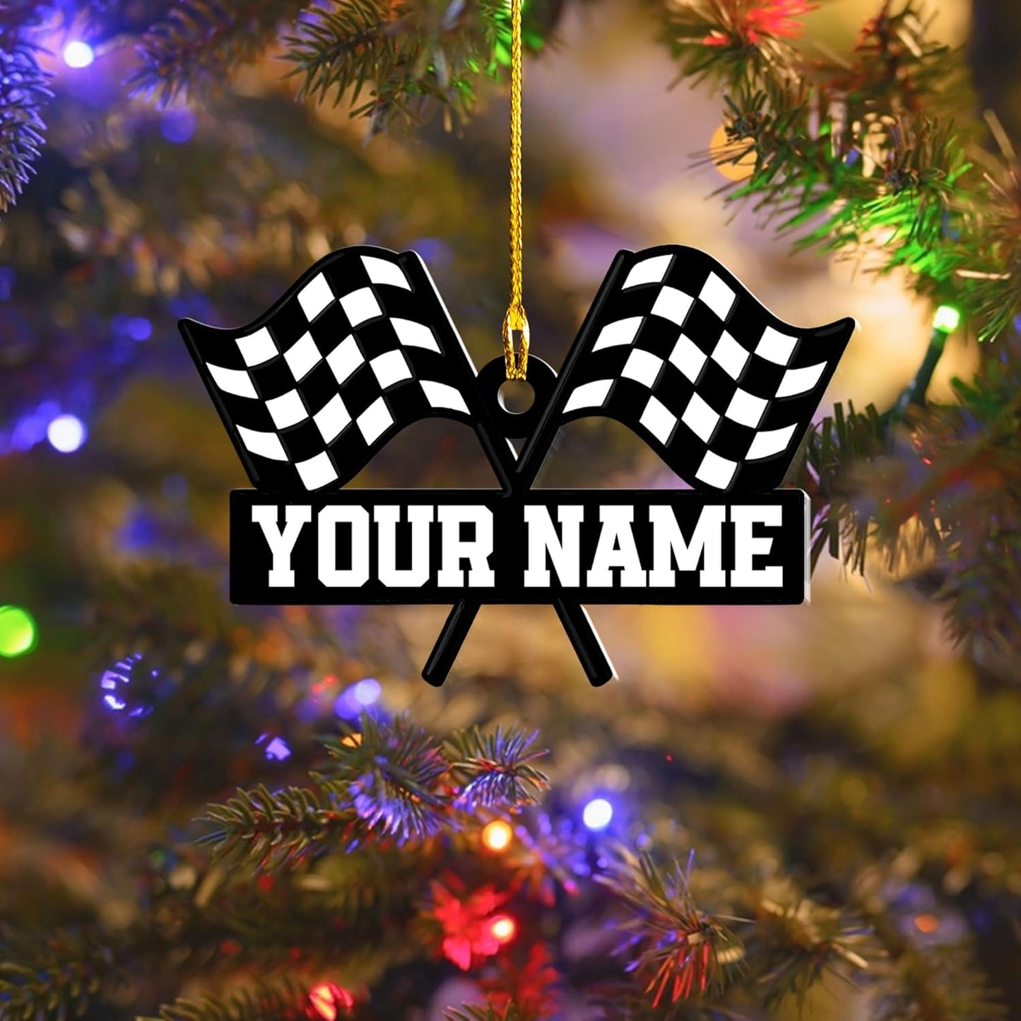 Personalized Racing Car Ornament – Custom Name Acrylic Race Car Christmas Decoration, Car Lover Gift TR11