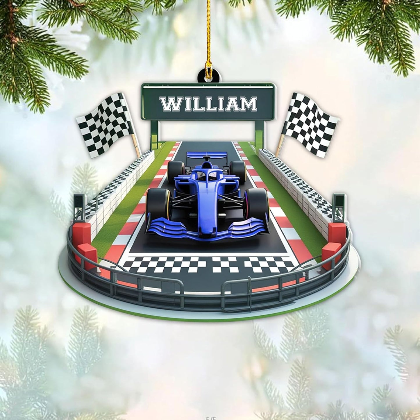 Custom Race Car Christmas Ornament – Personalized Acrylic Racing Car Decoration, Motorsport Gift for Drivers TR6