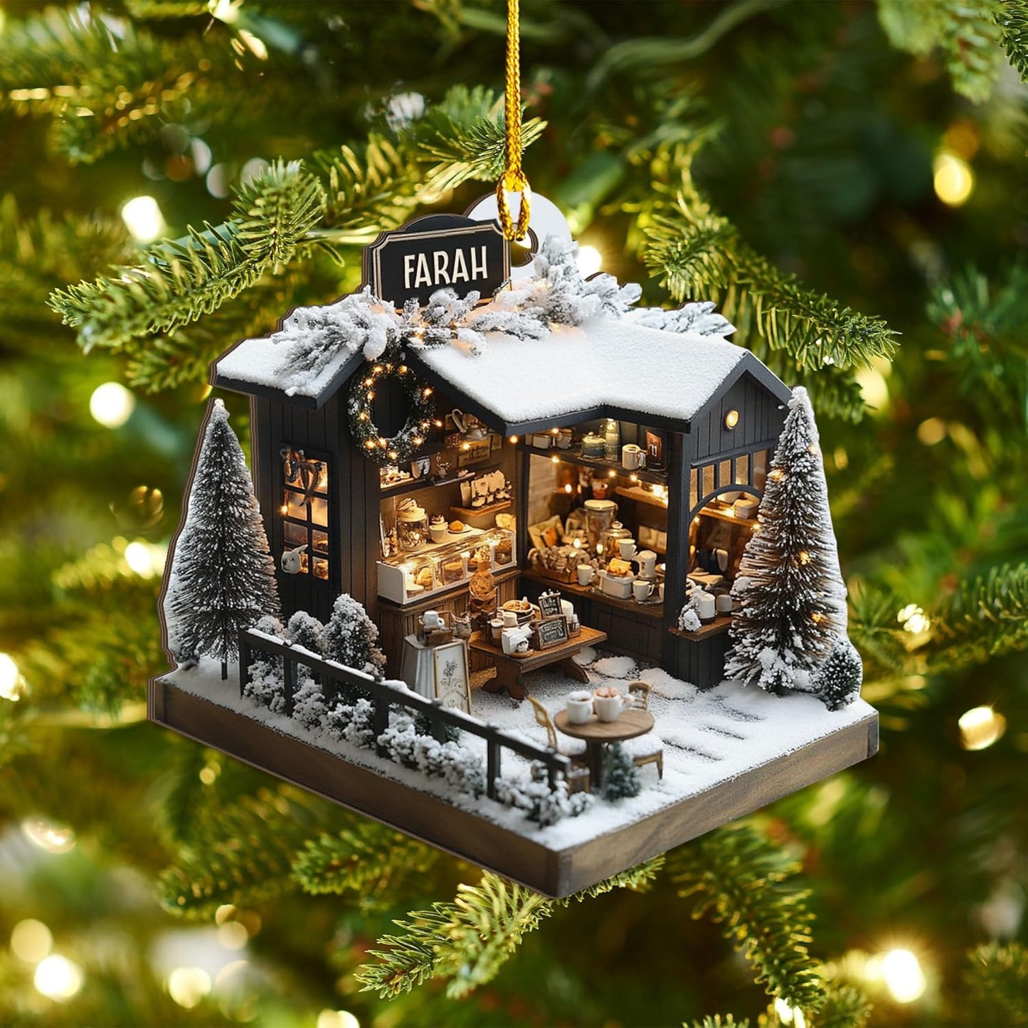 Personalized Coffee House Ornament – Unique Holiday Keepsake for Coffee Lover TC21