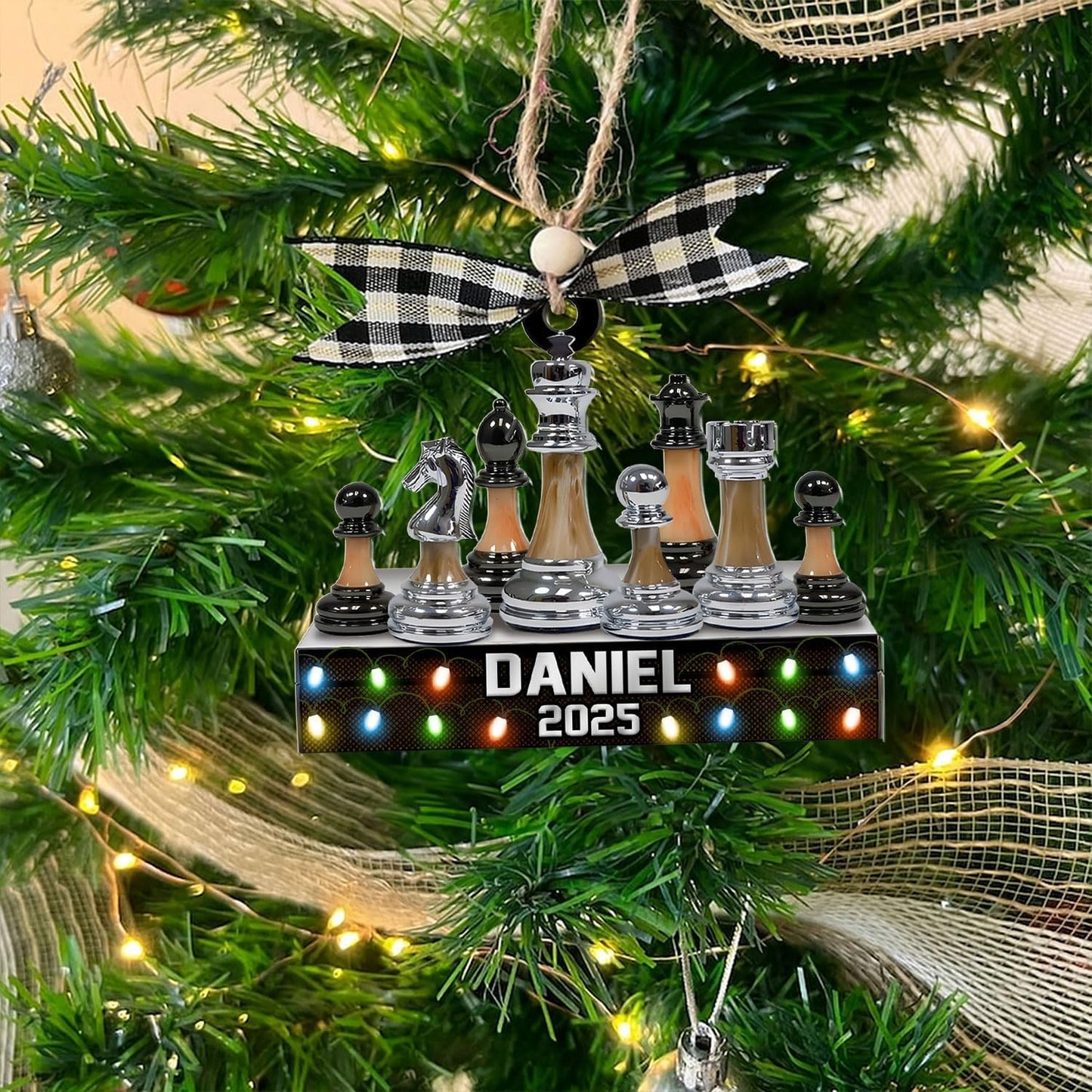 Personalized Name Chess Ornament Gift for Men Women Chess Team Player N20